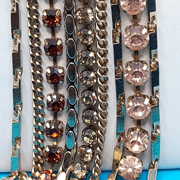 Rhinestone Chain Fringe Tassel Necklace, Made in Vietnam, 20", NWT - Picture 5 of 11